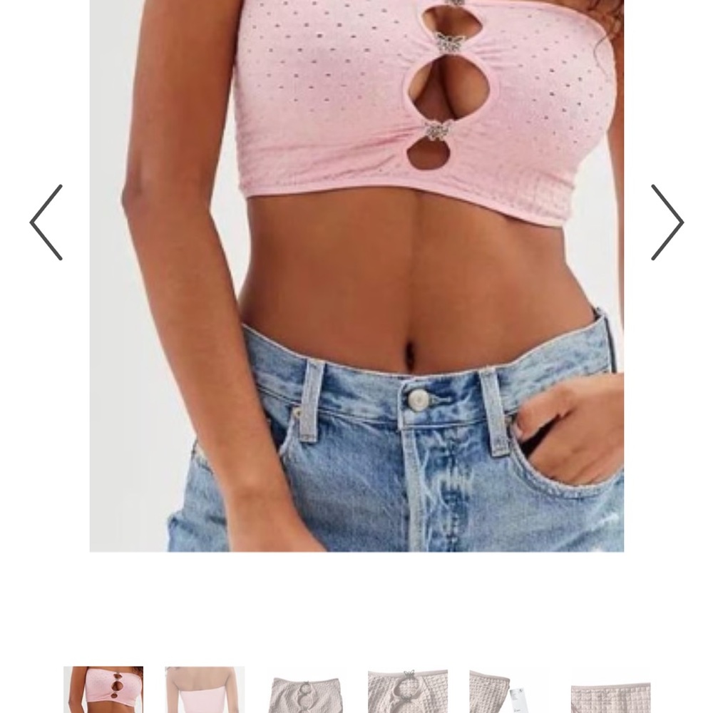 Urban Outfitters Light Pink Cut-Out Crop Top